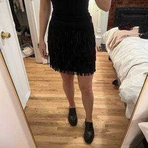 Alice and oliva black fringe skirt